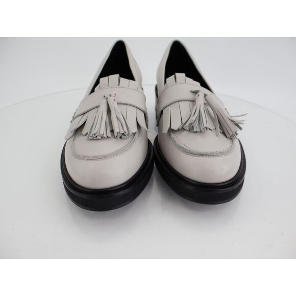 AEYDE Eryn Tassel Loafer Slip Up Size 40 9 Grey Leather Slip on Block Heel - Picture 3 of 13